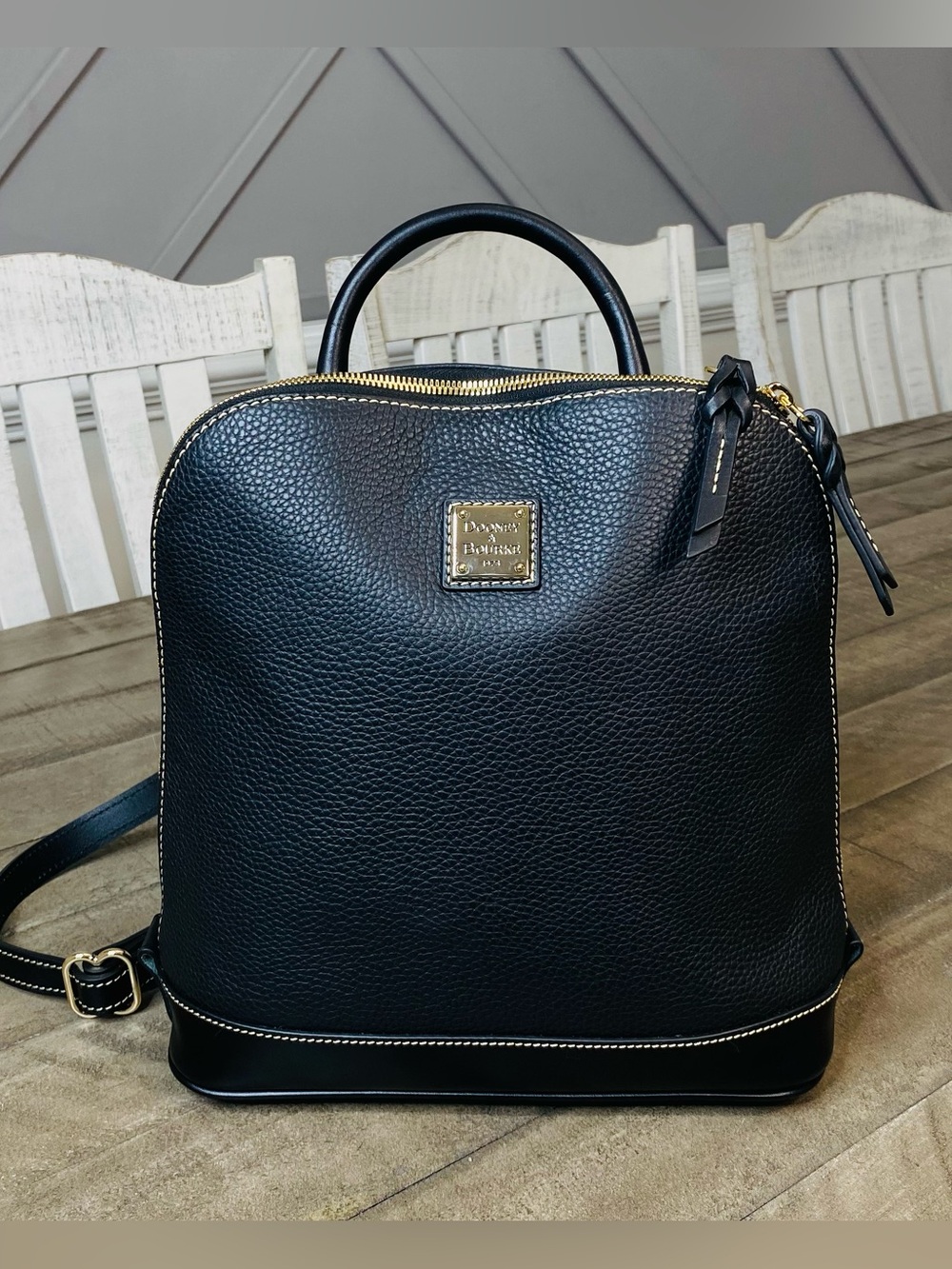 Dooney & Bourke Pebble Grain Zip Pod Backpack Black Leather Handbag NWOT